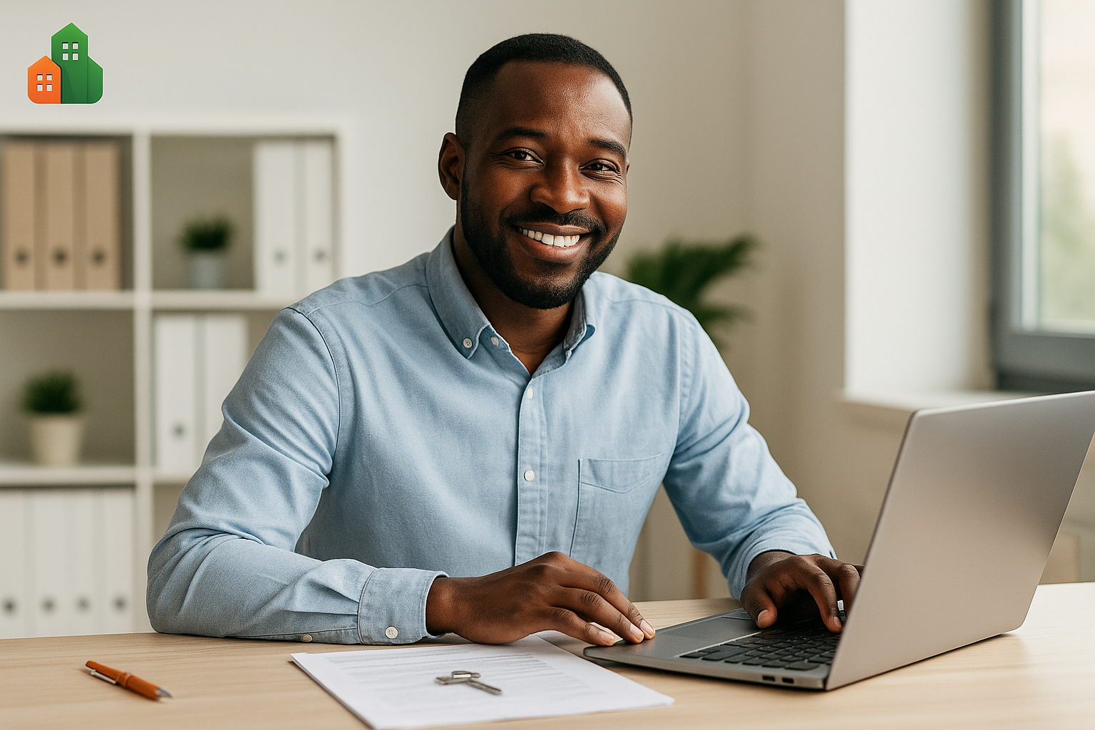 Propriétaire ivoirien à l’étranger gérant un bien locatif en Côte d’Ivoire via ordinateur portable - Gérer un bien immobilier depuis l’étranger représente un défi pour de nombreux bailleurs ivoiriens. Des outils et solutions existent pour sécuriser la gestion locative à distance.