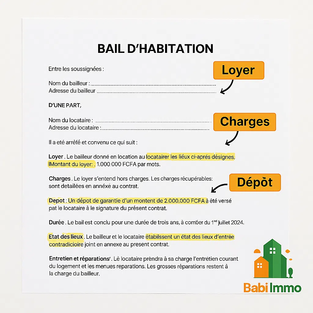 Bail ivoirien annoté – Clauses clés