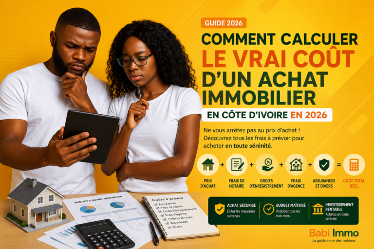 Lire la suite à propos de l’article Comment calculer le vrai coût d’un achat immobilier en côte d&rsquo;ivoire en 2026