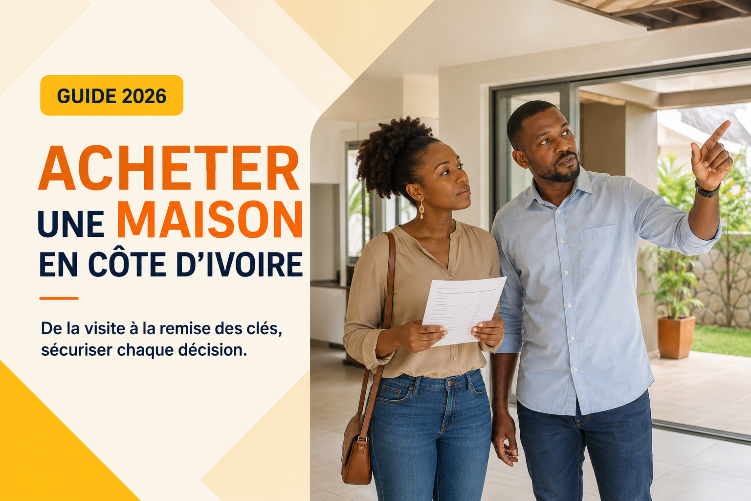 Acheteuse ivoirienne inspectant une maison avant son achat en Côte d’Ivoire