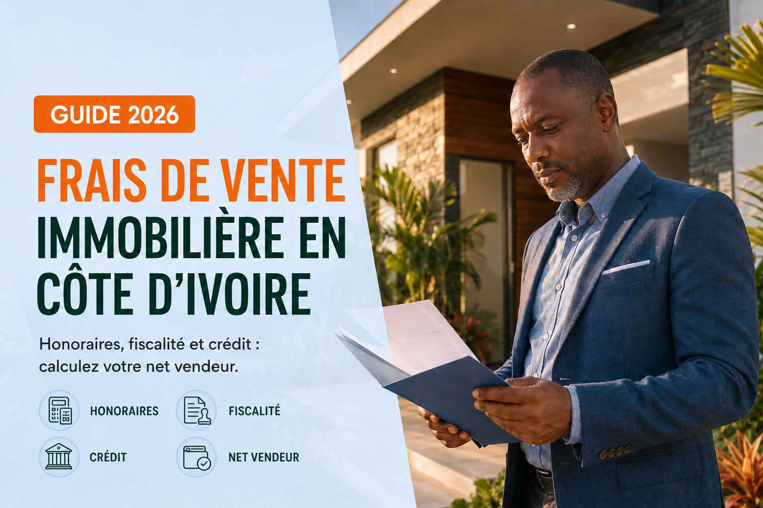 Propriétaire ivoirien consultant le décompte des frais liés à la vente de son bien