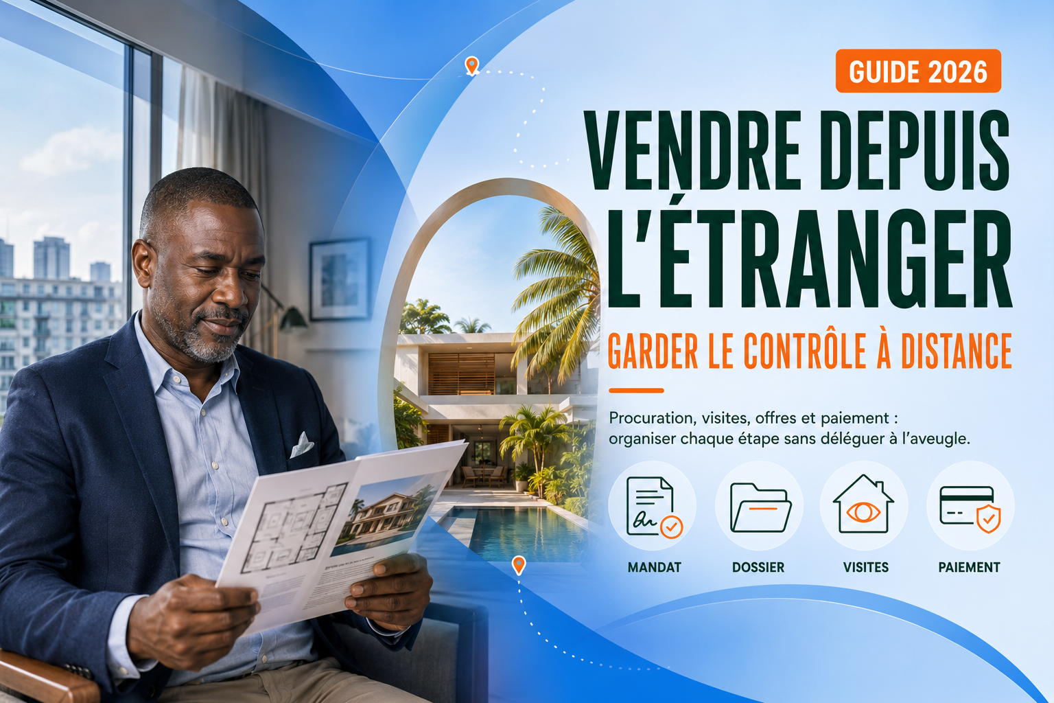 Propriétaire ivoirien préparant à distance la vente de son bien immobilier en Côte d’Ivoire